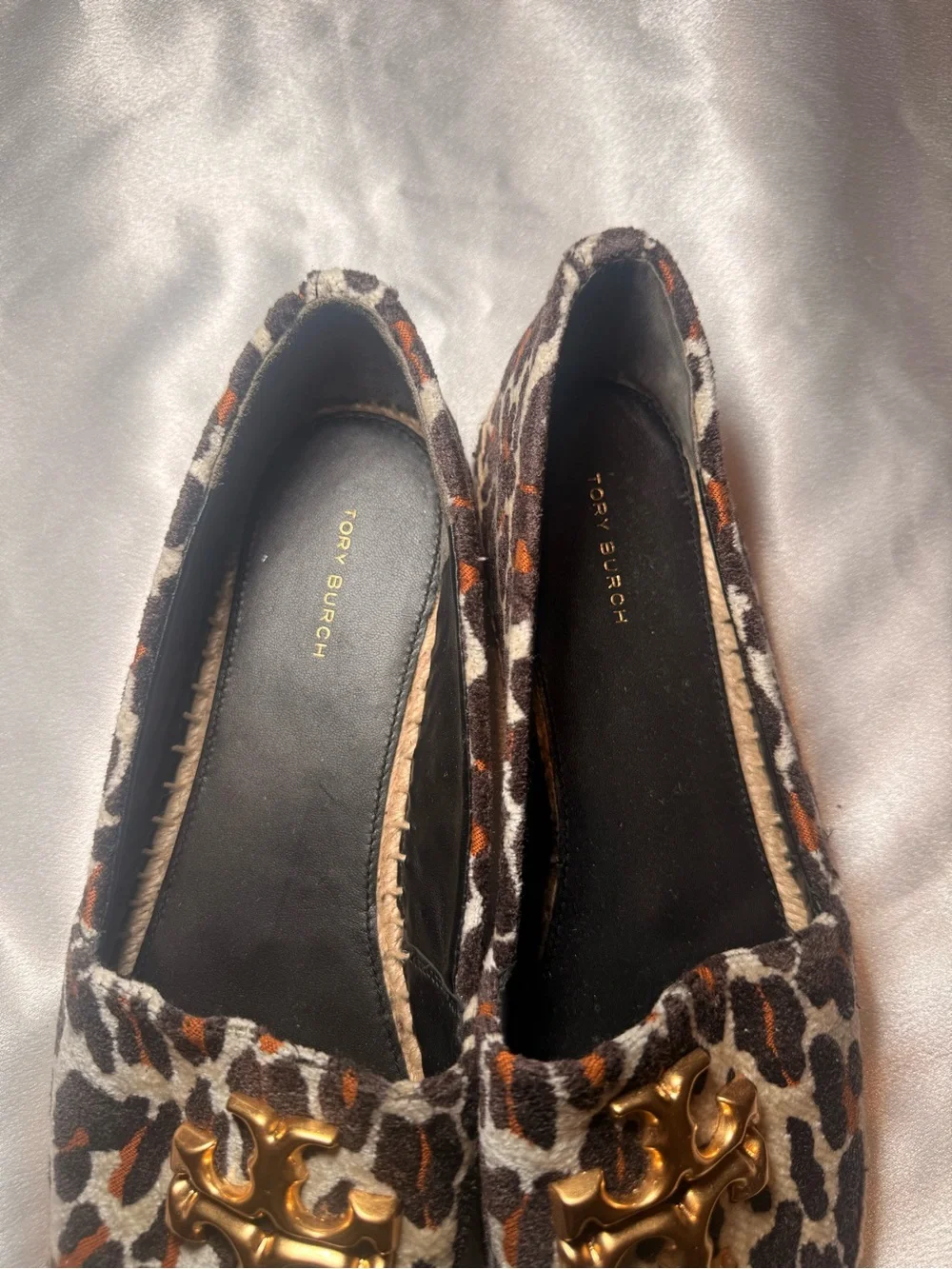Tory Burch Leopard Espadrille Flats with Gold Logo
